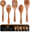 Conjunto de Colheres de Madeira para Cozinhar de Teca Natural